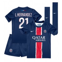 Echipament fotbal Paris Saint-Germain Lucas Hernandez #21 Tricou Acasa 2024-25 pentru copii maneca scurta (+ Pantaloni scurti)